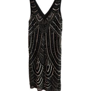 Modcloth Navy Sequin 20s Style Midi Cocktail Dress Sz Small